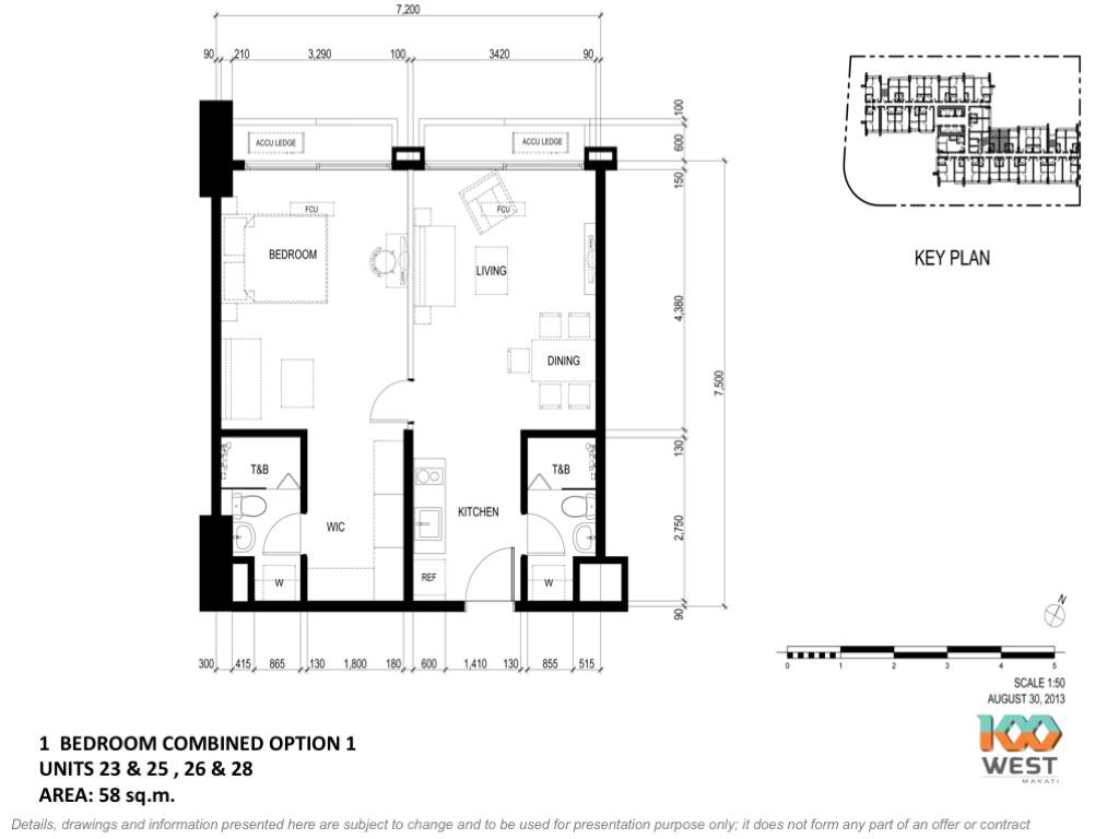 Combination 1 bedroom option 1, 100 West Makati by FILINVEST