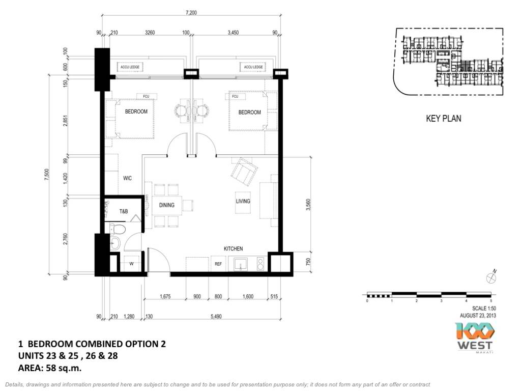 Combination 1 bedroom option 2, 100 West Makati by FILINVEST