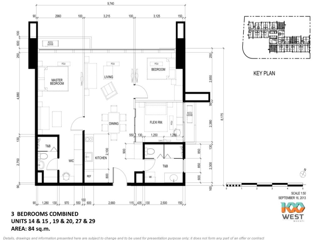 3 bedrooms combination, 100 West Makati by FILINVEST